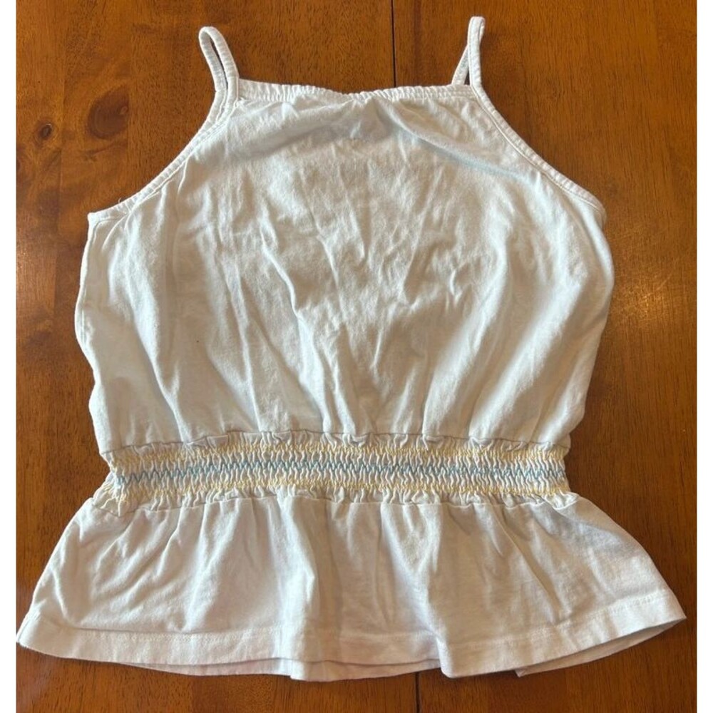 Classic Blues XL White Smocked Top